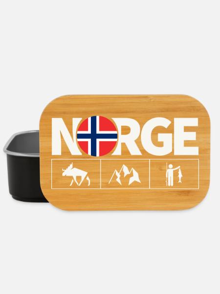 Norge Norwegen Flagge Elch Angeln Fjord - Lunch Box - Schwarz