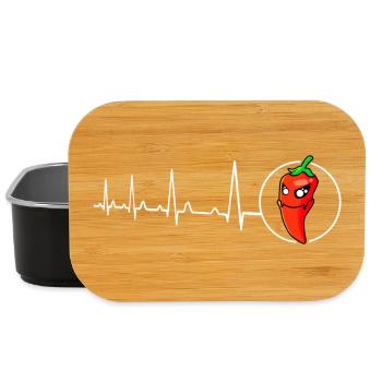 Heartbeat Chili Pepper Chili Pepper cook hot - Lunch Box - black - Front