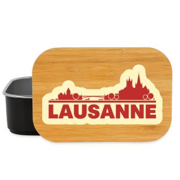 Lausanne Skyline Retro - Lunch Box - Schwarz - Vorne