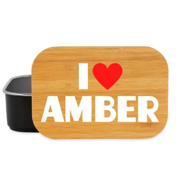 I Love Amber Red Heart Retro Statement - Lunch Box - black - Front