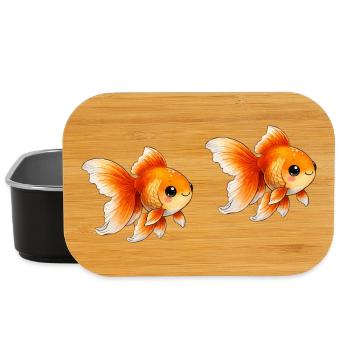 Two Goldfish Pairs Illustration - Lunch Box - black - Front