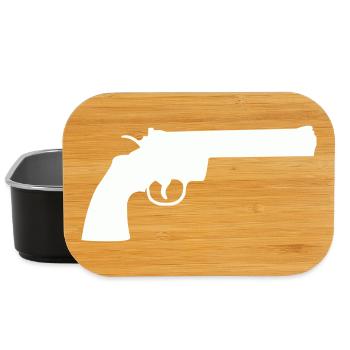 Minimalistische Revolver-Silhouette - Lunch Box - Schwarz - Vorne