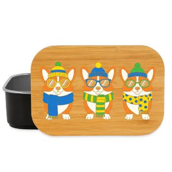 Winter-Corgi-Trio mit Accessoires - Lunch Box - Schwarz - Vorne