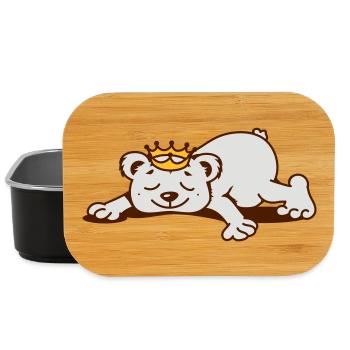Un petit ours avec une couronne d'or dort - Boîte à goûter - noir - Devant