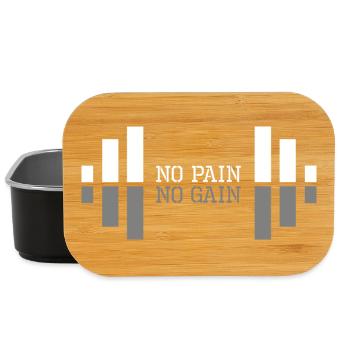 no pain no gain fitness - Lunch Box - black - Front