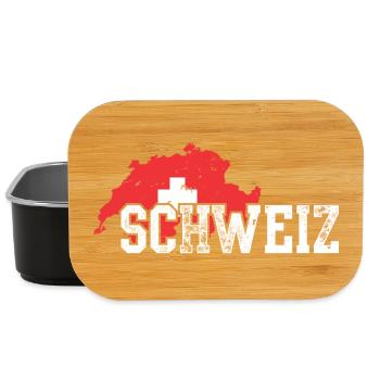 Schweiz Bold Map with White Cross - Lunch Box - black - Front