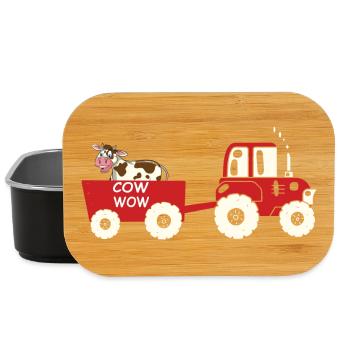 Lustiger Kuh-Traktor Cartoon Design - Lunch Box - Schwarz - Vorne