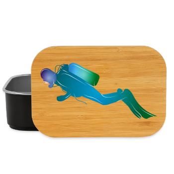 Diver silhouette in blue-green tones - Lunch Box - black - Front