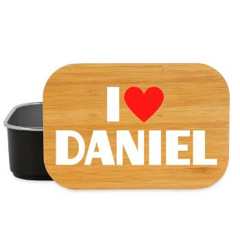 J'aime Daniel Red Heart Romantic Name Fan - Boîte à goûter - noir - Devant