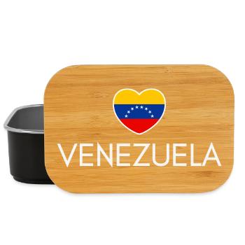 Le cœur avec le drapeau du Venezuela, j’aime le Venezuela - Boîte à goûter - noir - Devant
