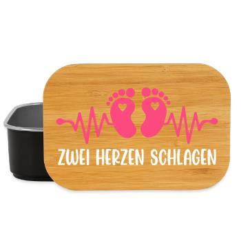 Expectant mother TWO HEARTS BEAT Funny - Lunch Box - black - Front