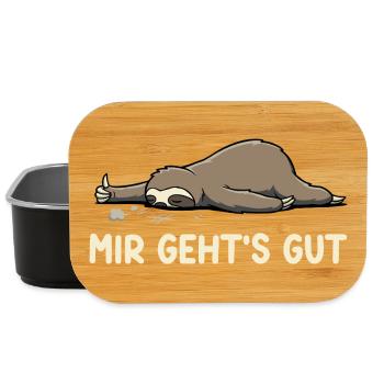 Mir geht's gut – Lustiger Faultier Spruch - Lunch Box - Schwarz - Vorne
