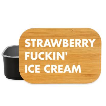 Glace à la fraise - lettrage blanc - Boîte à goûter - noir - Devant