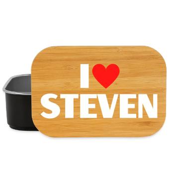 I love Steven Rotes Herz Romantischer Name Fan - Lunch Box - Schwarz - Vorne