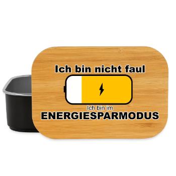 Ich Bin Nicht Faul - Ich Bin Im Energiesparmodus - Lunch Box - Schwarz - Vorne
