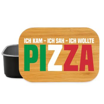 Eating pizza - Lunch Box - black - Front