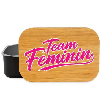 Team Feminin – Pink Girl Power Statement Design - Lunch Box - black - Front