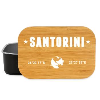 Santorini Greece Coordinates Gps White - Lunch Box - black - Front