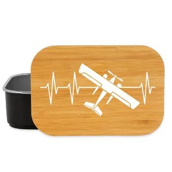 Flugzeug Puls Herzschlag Fliegerei fliegen Logo - Lunch Box - Schwarz - Vorne