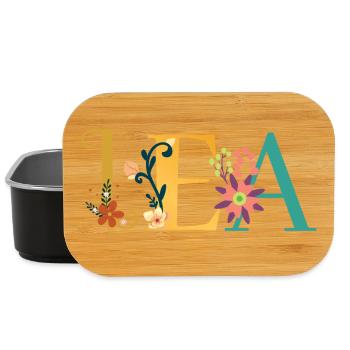 LEA Name Art With Flowers Embroidered - Lunch Box - black - Front