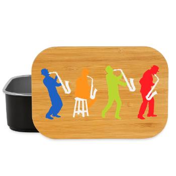 Retro Saxophone Player Saxophonist - Lunch Box - black - Front