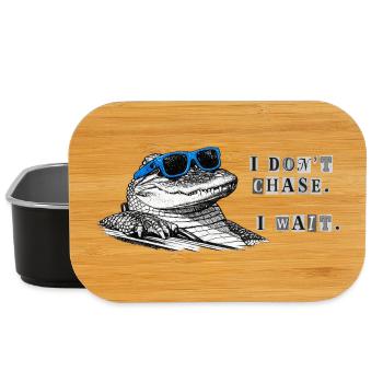 Don’t Chase. Wait. – Cooles Alligator Meme - Lunch Box - Schwarz - Vorne