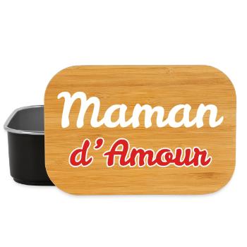 Maman d'amour - idée cadeau maman et future maman - Boîte à goûter - noir - Devant