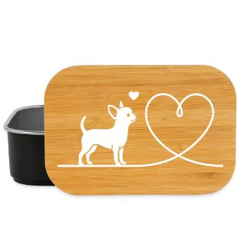 Silhouette de chihuahua avec cœur minimaliste - Boîte à goûter - noir - Devant