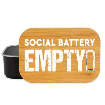 Social Battery Empty Funny Introvert Saying - Lunch Box - black - Front