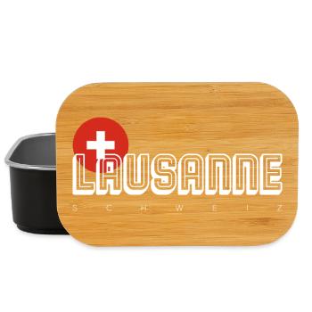 Lausanne Swiss Crest Line Art - Lunch Box - black - Front