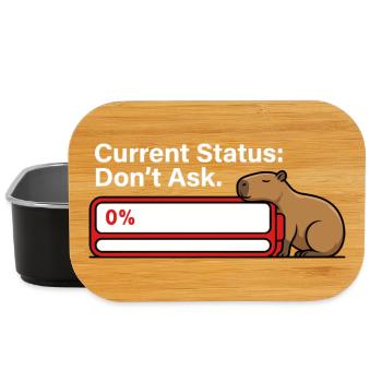 Capybara Tired Battery Empty Humor - Lunch Box - black - Front