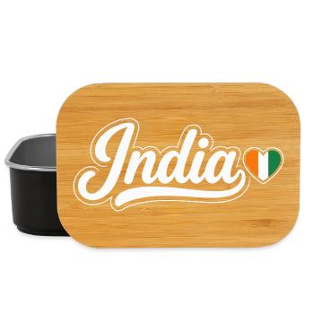 Indien-Schrift mit Flaggenherz Patriotisch - Lunch Box - Schwarz - Vorne