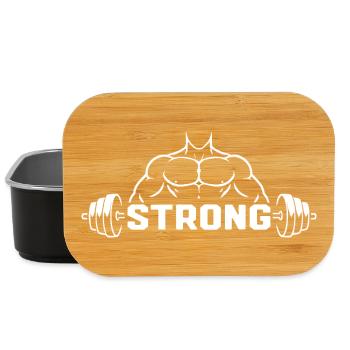 Strong Fitness Muscle Gym Dumbbell Design - Lunch Box - black - Front