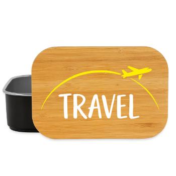 Travel Typo with Airplane Circle - Lunch Box - black - Front