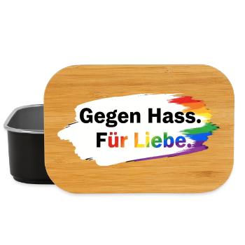 Gegen Hass Für Liebe Regenbogen T-Shirt CSD Pride - Lunch Box - Schwarz - Vorne