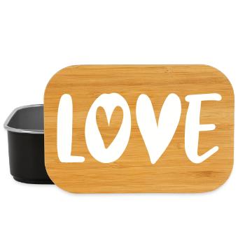 Amour Coeur Blanc Écriture Saint Valentin Couple d’amour - Boîte à goûter - noir - Devant