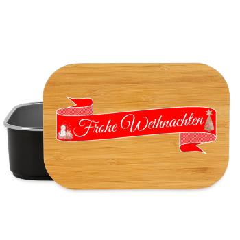 Frohe Weihnachten weißer Text auf rotem Band - Lunch Box - Schwarz - Vorne