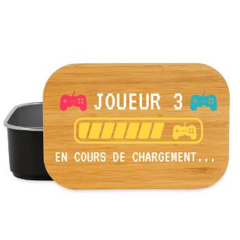 Cadeau Joueur 3 en cours de chargement gamer geek - Boîte à goûter - noir - Devant