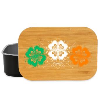 Three St Patrick's Day Shamrocks in Irish Colors - Lunch Box - black - Front