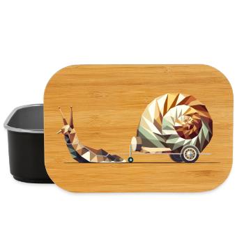 Snail with caravan – Slow Travel as art - Lunch Box - black - Front