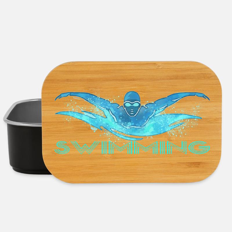 Dynamischer Schwimmer mit Wasserwellen - Lunch Box - Schwarz