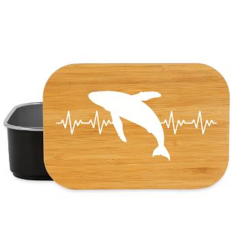 Whale Whale ECG Heartbeat - Lunch Box - black - Front