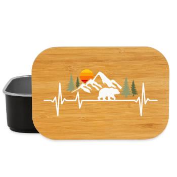 Bear Forest Mountains Heartbeat Brown Bear Wilderness Grizzly - Lunch Box - black - Front