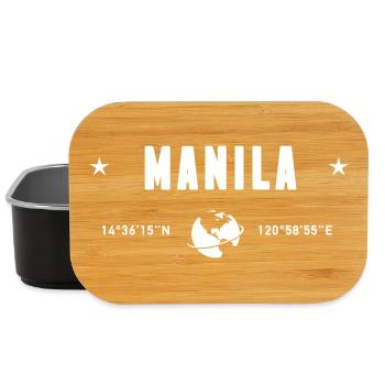 Manila Philippines Coordinates Planet Earth White - Lunch Box - black - Front