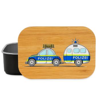 Polizeiauto mit Anhänger - Lunch Box - Schwarz - Vorne