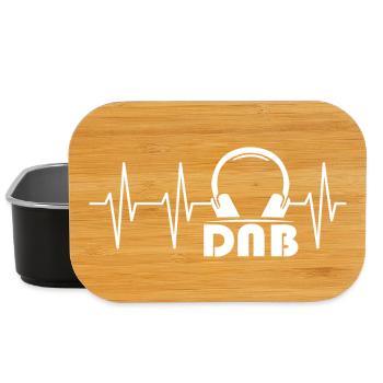DNB Drum Bass ECG Pulse Heartbeat Earphone Logo - Lunch Box - black - Front