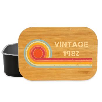 Vintage 1982 birthday retro design - Lunch Box - black - Front