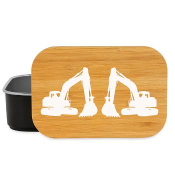 Doppel Bagger Silhouette - Lunch Box - Schwarz - Vorne