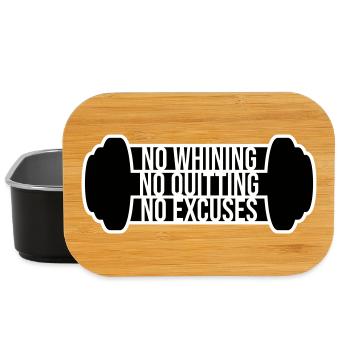 No Whining No Quitting No Excuses Gym Motivation - Lunch Box - Schwarz - Vorne