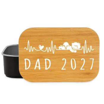 Dad 2027 Heartbeat Baby Announcement Pregnancy - Lunch Box - black - Front